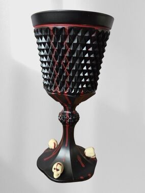 Giant OOAK Glass Altar Goblet Chalice Halloween Bloody Decor 11" Tall